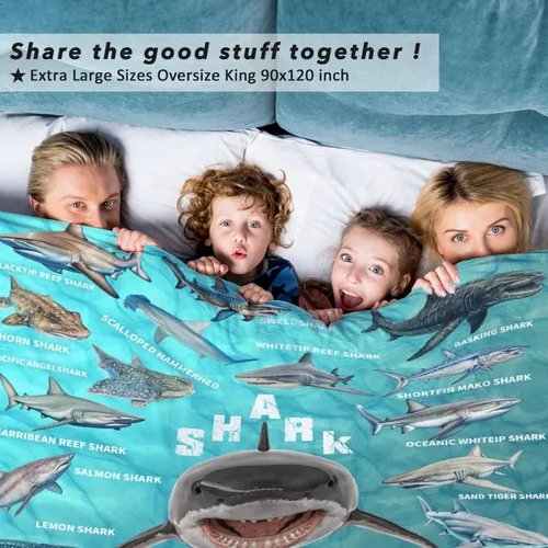 Vista 7 de Manta de regalo de tiburón para niños, niñas y amantes de los tiburones, súper suave, ligera y cálida para sala de juegos, cama y campamento, 30 x