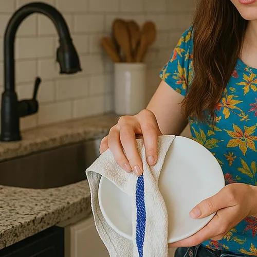 Vista 7 de Terry Bar Mop Blue Stripe [6 Pack - 16" x 19"] Blue Dish Towels for Kitchen, 100% Cotton, Reusable Dish Rags, Ultra Soft, Durable & Quick-Dry