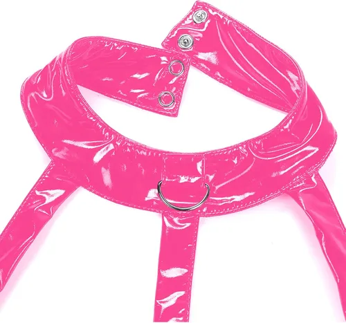 Vista 5 de FEOYA Camiseta sin mangas de cuero para mujer, corsé, fiesta, club, rave