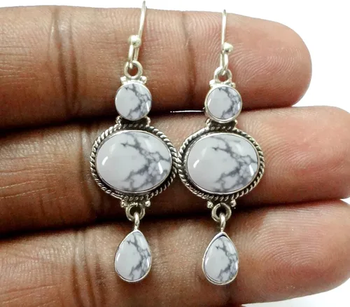 Vista 21 de Pendientes colgantes de plata esterlina fina para mujeres y niñas, aretes colgantes de piedras preciosas auténticas, aretes colgantes de gota
