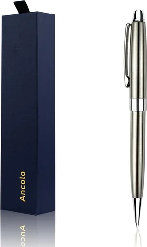 Vista 15 de Ancolo Bolígrafo negro, tinta negra a granel, punta media de 0.039 pulgadas (0.039 in), escritura suave, bolígrafos negros y dorados para hombres