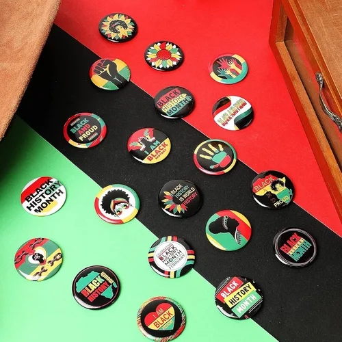 Vista 4 de Junkin Botones Black Lives Matter de 1.6 pulgadas, insignias, alfileres a granel para el mes de la historia negra, fiesta afroamericana