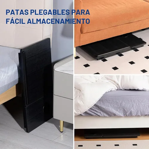 Vista 6 de Mesa para Laptop para Cama y Sofá, Mesa de Cama Plegable Ajustable con Portavasos, Bandeja para Servir Desayuno, Soporte de Mesa Portátil