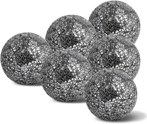Vista 7 de Ochine Juego de 6 bolas decorativas para decoración de orbes de 3 pulgadas, bolas de mosaico de vidrio, bolas de centro de mesa, bolas redondas