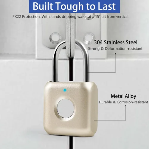 Vista 6 de Candado inteligente de huellas dactilares, cerradura de combinación con USB recargable, impermeable, adecuado para cajas de herramientas, mochilas
