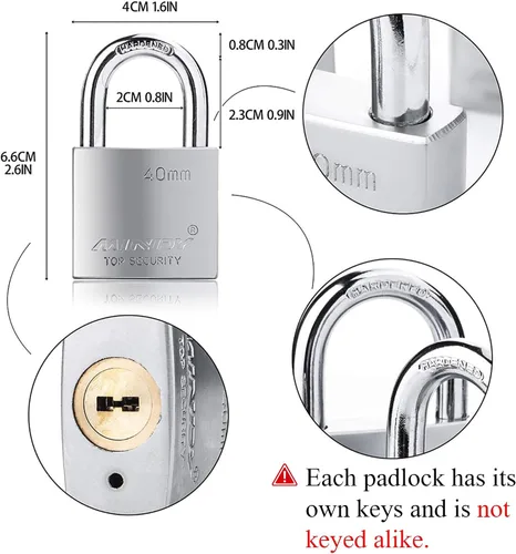 Vista 2 de 1.575 in Heavy Duty Lock Warehouse Candado con llave impermeable Candado de alta seguridad con 4 llaves