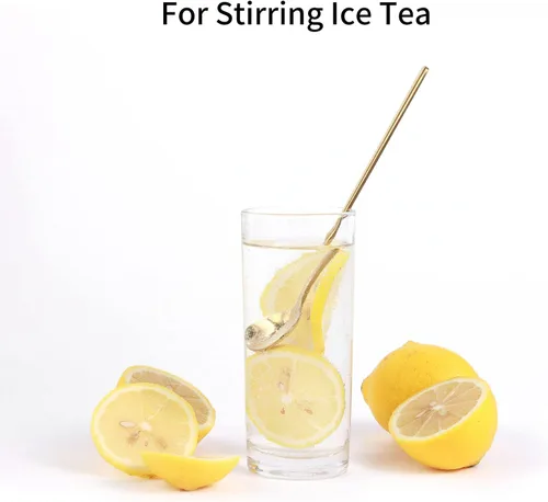 Vista 9 de 4 piezas de cucharas de café/té de 17 cm con mango largo, doradas, para té helado, espresso, cucharas largas de acero inoxidable para remover
