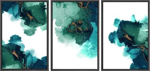 Vista 88 de SIGNWIN Lienzo enmarcado para pared, juego de arte sereno de pantanos con humedales verdes e ilustraciones de agua tranquila, arte moderno