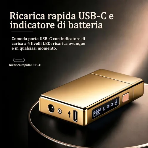Vista 6 de SKRFIRE Premium Double Arc Electric Lighter with Smart LED Digital Display, Battery Display, Windproof, USB Rechargeable, Flameless Plasma Lighter
