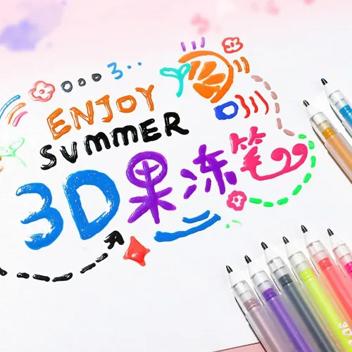 Vista 2 de Juego de bolígrafos de gelatina 3D, bolígrafos de gel adecuados en vidrio para bricolaje, pintura, dibujo, colorear, plástico (6 colores)