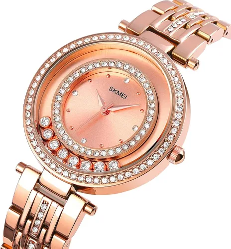 Vista 2 de SKMEI Lady Watches for Women Female Bling Dress Fashion Luxury Diamond Business Casual Analog Quartz Waterproof Stainless Steel Wristwatches Gifts