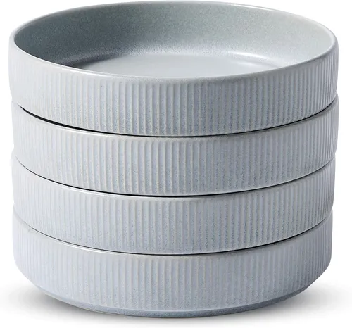 Vista 33 de famiware Star 7.5" Juego de cuencos de pasta, juego de cuencos para ensalada de 4, esmalte reactivo doble, apilable, ideal para tu amigo