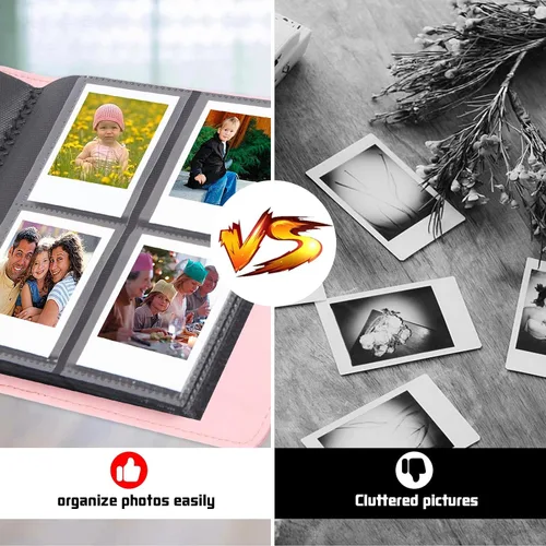 Vista 5 de Álbum de fotos de 256 bolsillos para cámara Polaroid Go Everything Box y película instantánea, álbum de fotos Polaroid Go (rosa)