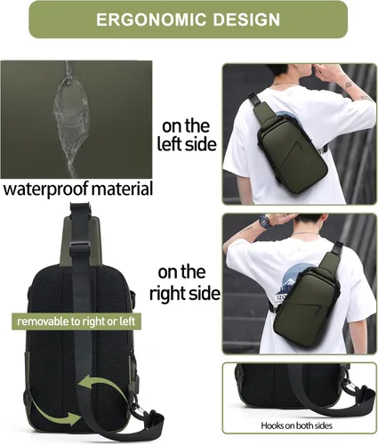 Vista 6 de SEAFEW Mochilas tácticas.., A-verde, Mochilas Sling