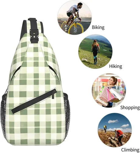 Vista 5 de Small Crossbody Bags for Women Men - Vintage Green Plaid Print Adjustable Shoulder Bag Fanny Packs Belt Sling Bag Crossbody Purses Backpack for
