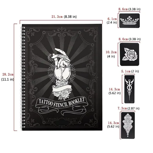 Vista 5 de 20 hojas de plantillas de tatuaje, 856 piezas de plantillas de kit de tatuaje de aerógrafo de henna para niñas y niños, tatuajes temporales