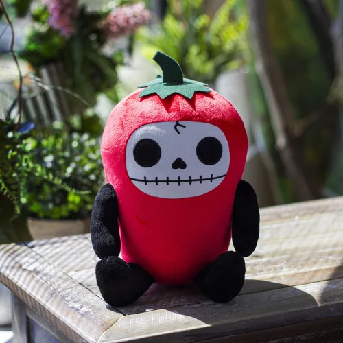 Vista 6 de Furrybones Chilito - Figura de felpa coleccionable de 10 pulgadas de alto, color rojo ají