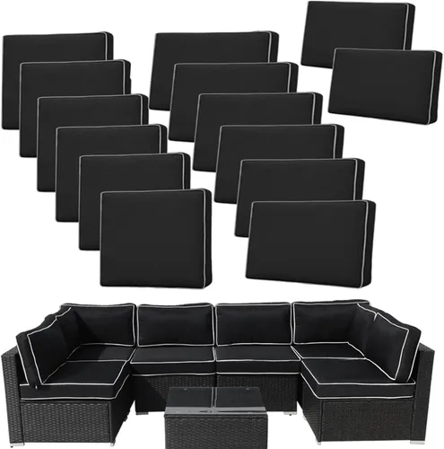Vista 16 de 14 Piezas Fundas de Cojines para Patio Reemplazo Fundas de Cojines para Sofá de Exterior A Prueba de Salpicaduras Juego de Fundas para Sofá
