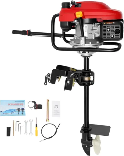 Vista 10 de Motor fuera de borda de 4 tiempos, motor de barco de pesca resistente de 6.5 HP, motor fuera de borda inflable, motor de barco de gasolina de 123 CC