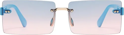 Vista 2 de Przene Lentes de sol sin montura para mujeres y hombres, vintage, rectangulares, sin marco, protección UV, para mujeres y hombres, para mujeres