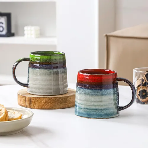Vista 3 de Taza de Café Grande de Cerámica, Tazas de Cerámica Hechas a Mano, Tazas de Té con Asa Grande para Oficina y Hogar, 15.5 oz, Apta para Lavavajillas