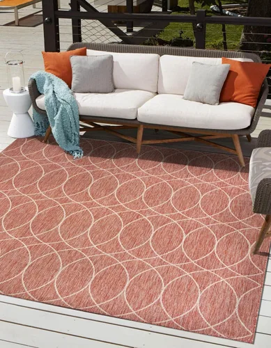 Vista 23 de Unique Loom Outdoor Trellis Collection - Alfombra de área (10 pies, redonda, verde/marfil)