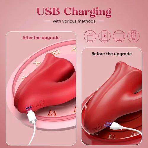 Vista 6 de Vibrador para adultos, juguetes sexuales para mujeres, juguete sexual de rosa-lengua, consolador, vibrador de punto G con 10 lamidas, succión