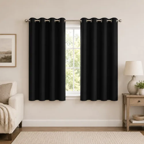 Vista 33 de Aquazolax Cortinas opacas de 45 pulgadas de largo, juego de 2 paneles para guardería, cortinas de tratamiento de ventanas con aislamiento térmico