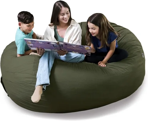Vista 76 de Big Joe Fuf Silla Puf de Espuma de 5 Pies de Tamaño Extra Grande con Funda Extraíble para Niños, Adolescentes, Adultos, Onyx Lenox, Poliéster Tejido