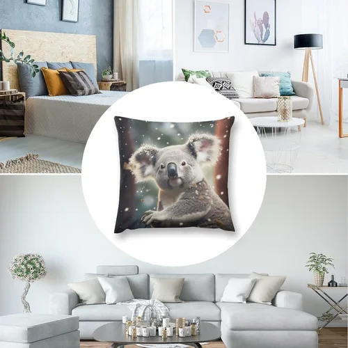 Vista 5 de Fundas de almohada cuadradas de 12 x 12 pulgadas, Koala, Navidad, nieve, invierno, animales, sofá, fundas de cojín Koala australianas