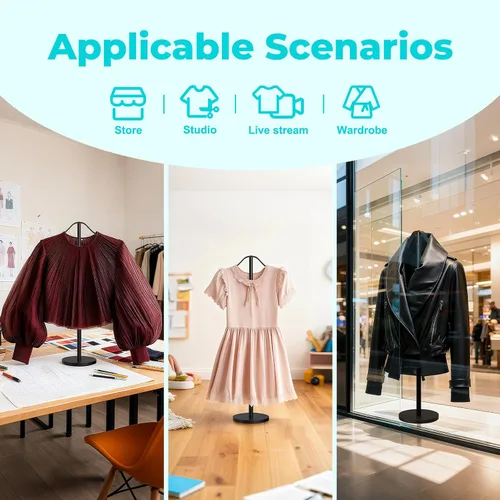 Vista 5 de Reusable Shirt Display Stand-Mannequin Torso Tshirt Display Stand for Retail/Vendors,18-33" Adjustable Dress Form Mannequin Stand Clothes Black