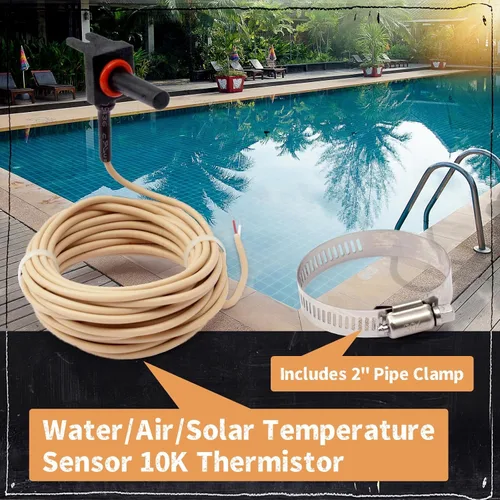 Vista 3 de GLX-PC-12-KIT - Sensor de temperatura de piscina de repuesto para generadores de cloro salino Hayward, sensor de temperatura de agua de 10 K, aire