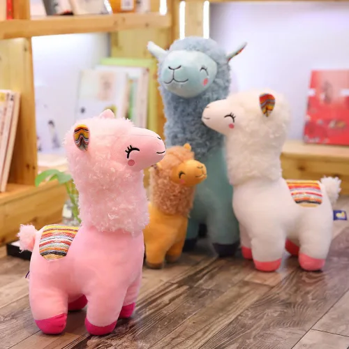 Vista 4 de YUKOUQIAN Animal de peluche de llama, juguete de alpaca suave y lindo de 25 cm para niñas y niños (azul Alpaca Yinghua)