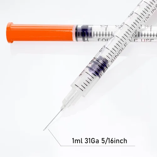 Vista 4 de U-100 Jeringa de 1ml calibre 31 de 5/16", empaquetada individualmente, PAQUETE DE 100