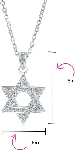 Vista 4 de Cubic Zirconia CZ Accent Traditional Religious Magen Judaic Jewish Hanukkah Intertwined Star Of David Pendant Necklace For Women Teen Bat Mitzvah