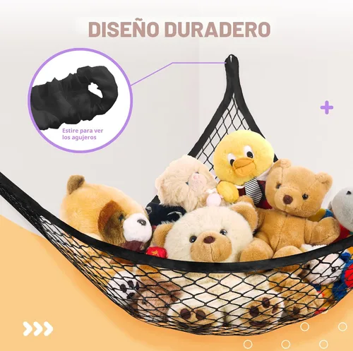 Vista 5 de Lazebox Hamaca de red para animales de peluche para juguetes de peluche, hamaca de animales de peluche de esquina para decoración de habitación