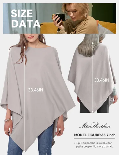 Vista 39 de MissShorthair Versatile Women's Shawl Wrap – Soft Knitted Poncho Cape Scarf for Fall Winter