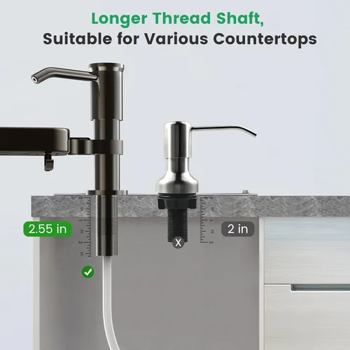 Vista 3 de Dispensador de jabón para fregadero de cocina, bomba dispensadora de jabón de aleación de aluminio con soporte, kit de tubo de extensión de 40
