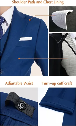 Vista 6 de Plavict Traje formal para niños, ajustado, para llevar anillos de boda, con cintura ajustable
