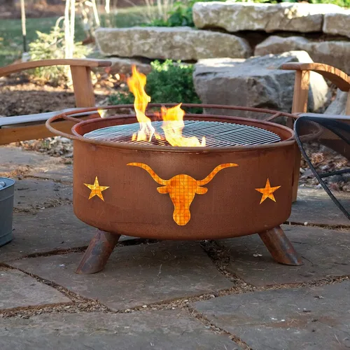 Vista 2 de Patina Products F202 Texas Longhorn - Hoguera de acero para exteriores, 24 x 24 x 11 pulgadas, acabado de pátina natural
