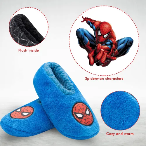 Vista 3 de Marvel Calcetines y pantuflas para niños con Spiderman, Capitán América, Iron Man y Vengadores, paquete de 2 y 3 unidades, pantuflas para niños