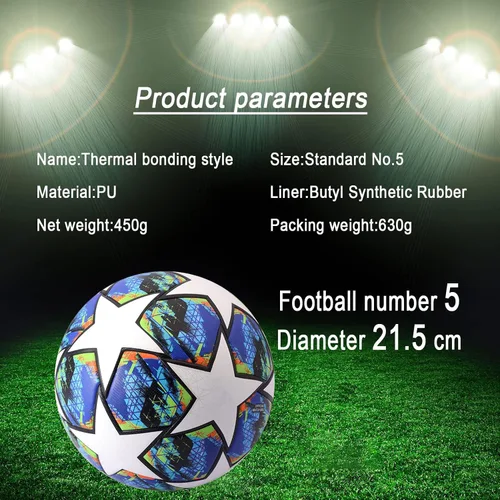 Vista 6 de Fxznacbh Balón de fútbol tamaño 5 para interiores y exteriores, piel sintética impermeable, pelota de partido oficial, con bomba y agujas