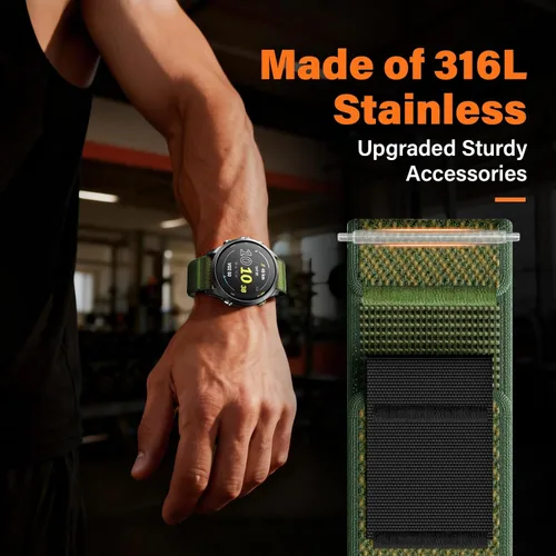 Vista 4 de ANCOOL Correa de nylon para reloj Compatible con Garmin Vivoactive 5/6/3/Forerunner 245/165/55, Correa de reloj de liberación rápida de 20mm