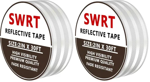 Vista 11 de SWRT Cinta reflectante de 2 pulgadas x 30 pies para exteriores, impermeable, DOT-C2, resistente a la decoloración, cinta reflectante blanca, cinta