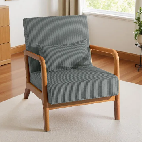 Vista 7 de Silla decorativa, sillón moderno de mediados de siglo con almohada, sofá tapizado, silla auxiliar de lectura para sala de estar y dormitorio A