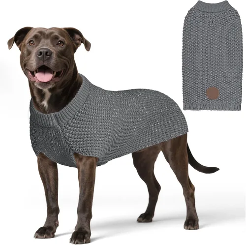 Vista 23 de KYEESE Suéter para Perro con Agujero para Correa para Perros Pequeños Machos Suéter Cálido con Hilo Reflectante Tejido Suave Ropa para Perros Machos
