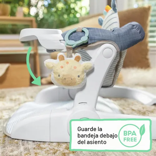 Vista 5 de Ingenuity Prop Spot Asiento de Piso para Aprender a Sentarse para Bebé, Bandeja Removible, 2 Juguetes Enlazables, Estera para Tiempo de Barriga Casi