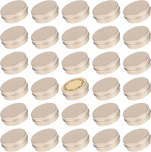 Vista 18 de Recipiente de aluminio de 1 oz / 30ml con tapa de rosca y etiquetas en blanco (Naranja - Paquete de 32)