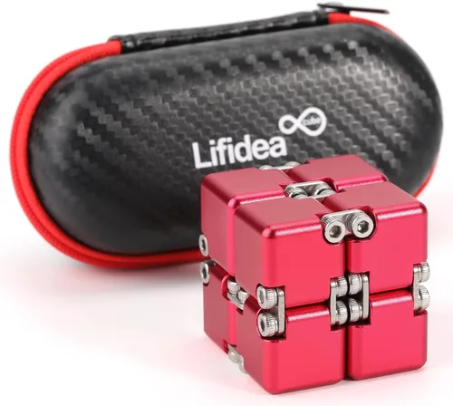 Vista 7 de Lifidea Cubo infinito de metal de aleación de aluminio (6 colores) juguete de escritorio de mano con estuche genial, cubo mágico infinito, alivia