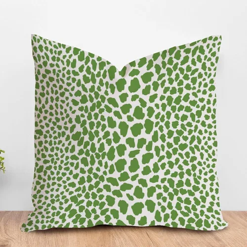 Vista 23 de ArogGeld Funda de cojín con flores verdes y blancas con flores grises y negras y hojas verdes en estilo chinoiserie, funda de almohada cuadrada